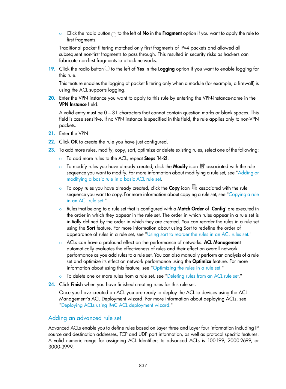 Adding an advanced rule set | H3C Technologies H3C Intelligent Management Center User Manual | Page 851 / 1065