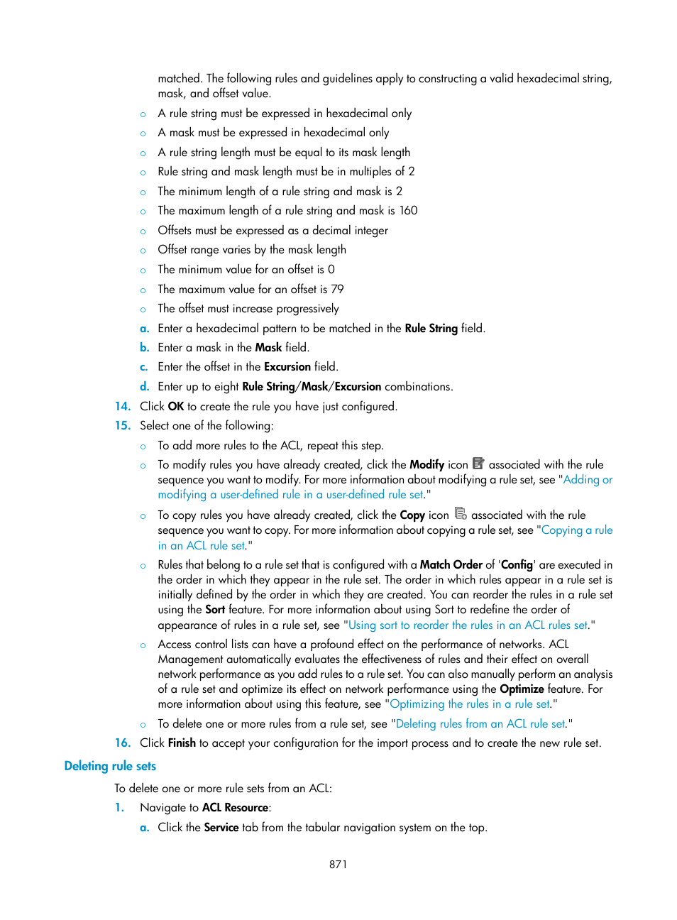 Deleting rule sets | H3C Technologies H3C Intelligent Management Center User Manual | Page 885 / 1065