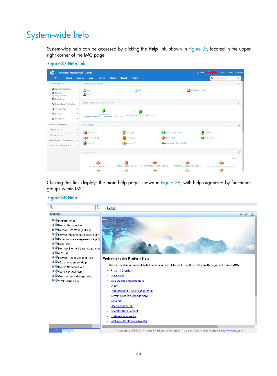 System-wide help | H3C Technologies H3C Intelligent Management Center User Manual | Page 89 / 1065