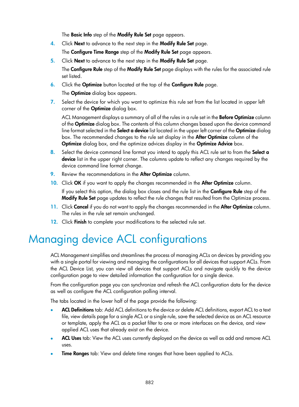 Managing device acl configurations | H3C Technologies H3C Intelligent Management Center User Manual | Page 896 / 1065