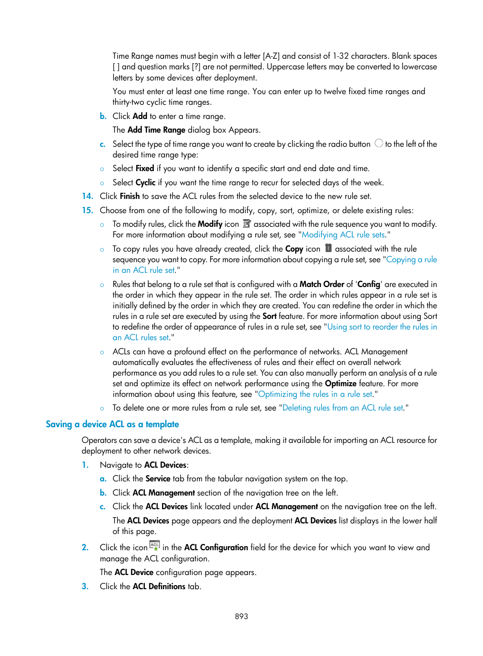 Saving a device acl as a template | H3C Technologies H3C Intelligent Management Center User Manual | Page 907 / 1065