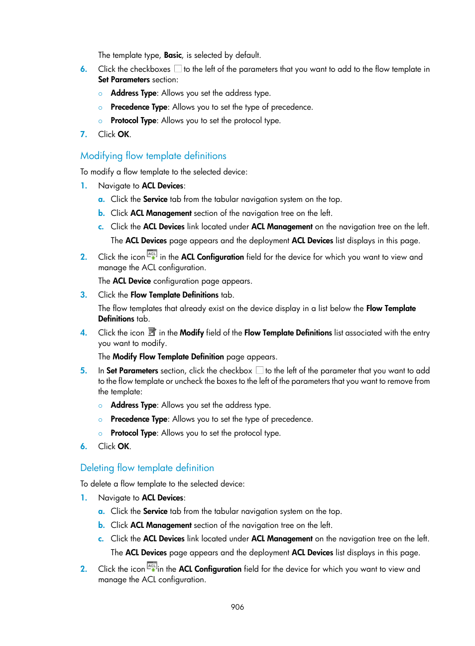 Modifying flow template definitions, Deleting flow template definition | H3C Technologies H3C Intelligent Management Center User Manual | Page 920 / 1065