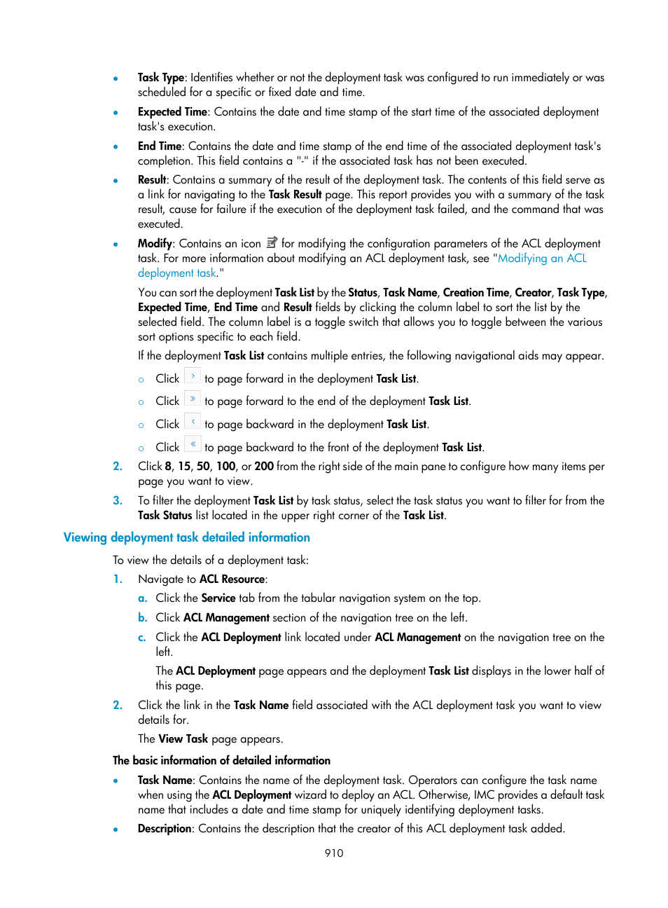 Viewing deployment task detailed information, Formation, see, Viewing deployment task | Detailed information | H3C Technologies H3C Intelligent Management Center User Manual | Page 924 / 1065