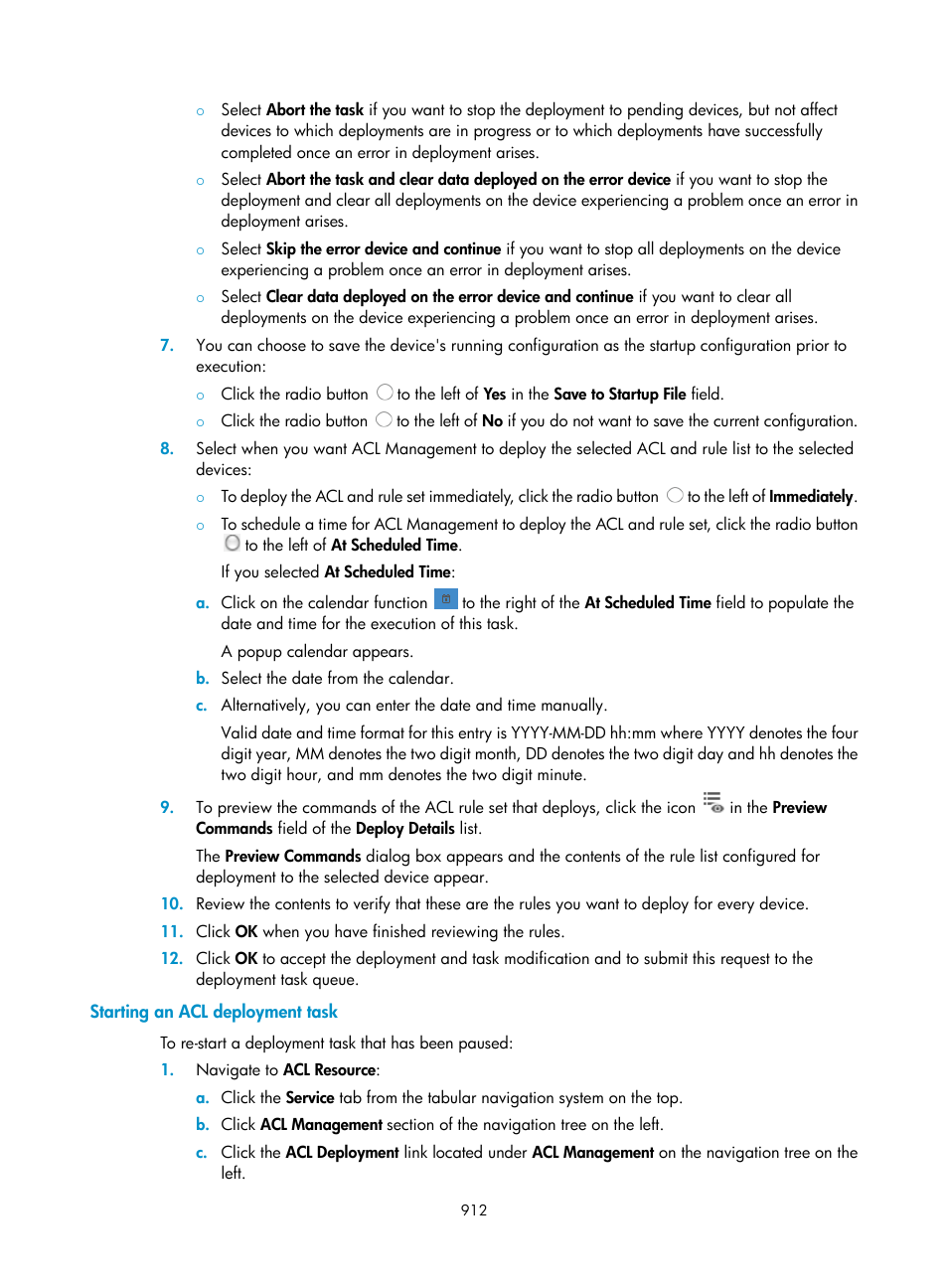 Starting an acl deployment task | H3C Technologies H3C Intelligent Management Center User Manual | Page 926 / 1065