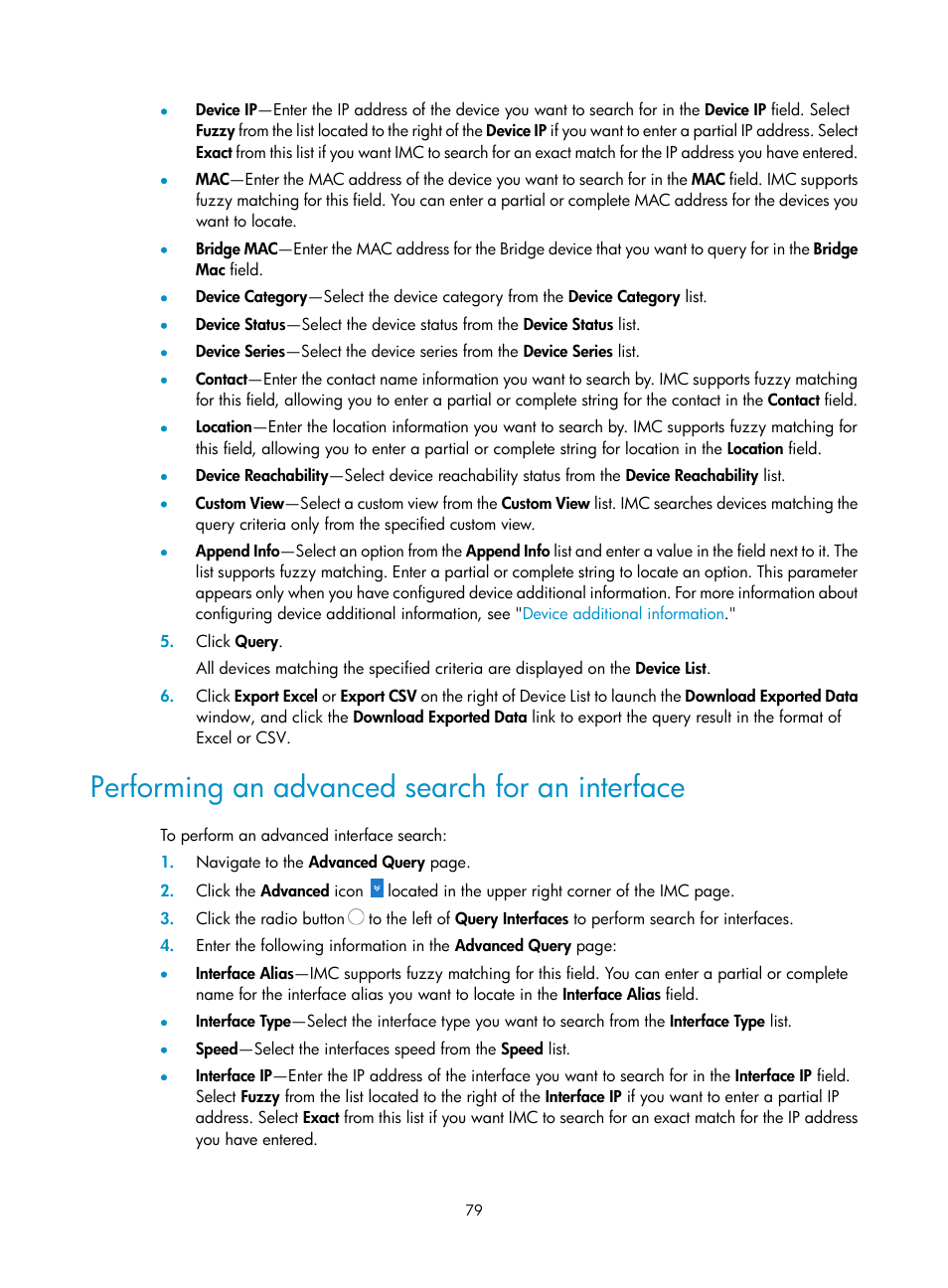 Performing an advanced search for an interface | H3C Technologies H3C Intelligent Management Center User Manual | Page 93 / 1065