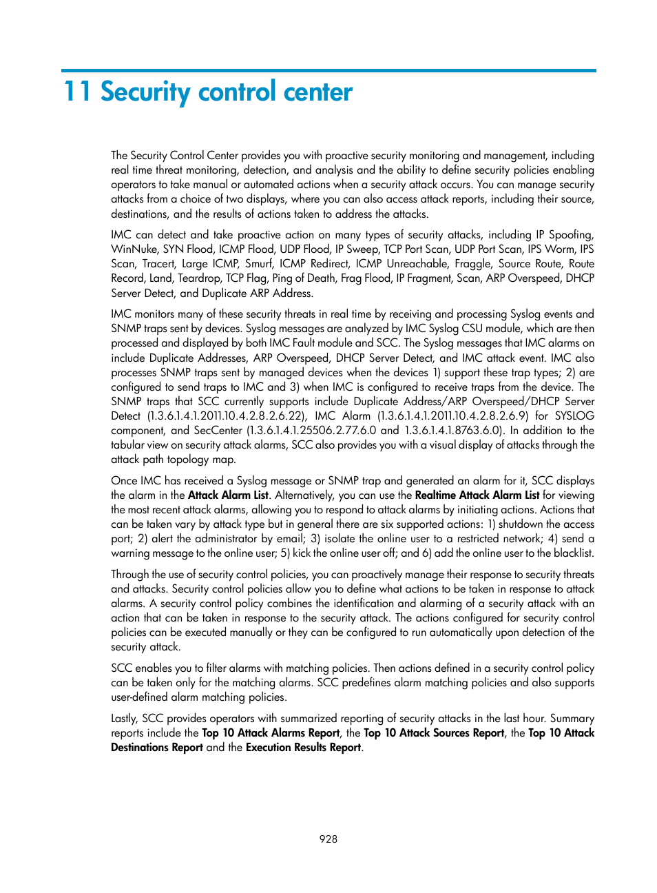 11 security control center, Security control center | H3C Technologies H3C Intelligent Management Center User Manual | Page 942 / 1065