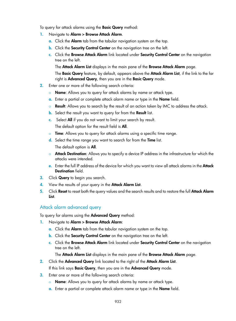 Attack alarm advanced query | H3C Technologies H3C Intelligent Management Center User Manual | Page 946 / 1065