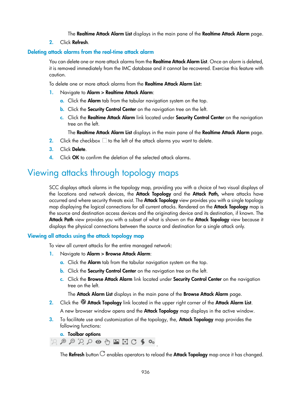 Viewing attacks through topology maps, Viewing all attacks using the attack topology map | H3C Technologies H3C Intelligent Management Center User Manual | Page 950 / 1065