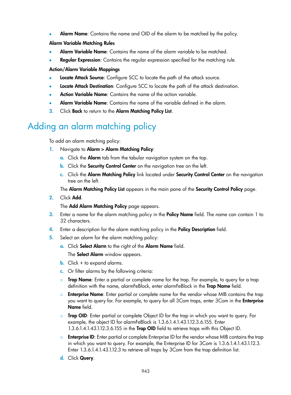 Adding an alarm matching policy | H3C Technologies H3C Intelligent Management Center User Manual | Page 957 / 1065