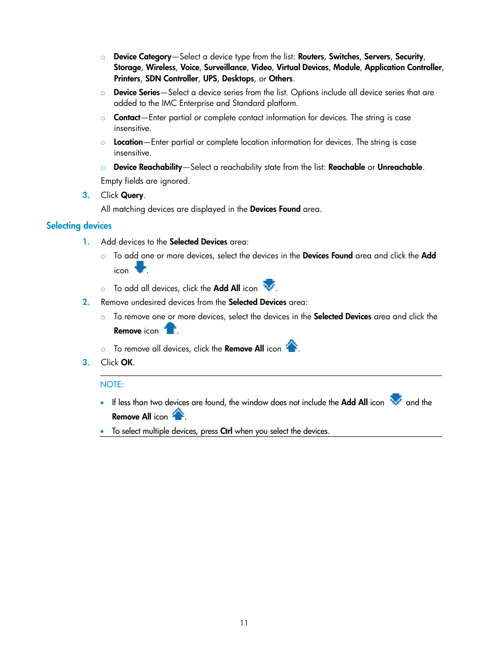 Selecting devices | H3C Technologies H3C Intelligent Management Center User Manual | Page 20 / 136