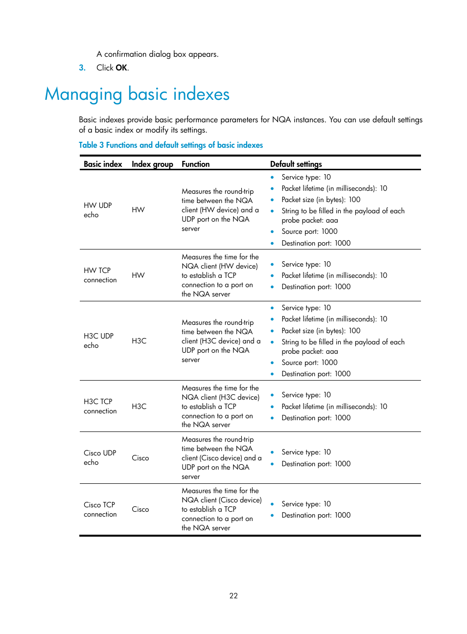 Managing basic indexes | H3C Technologies H3C Intelligent Management Center User Manual | Page 31 / 136