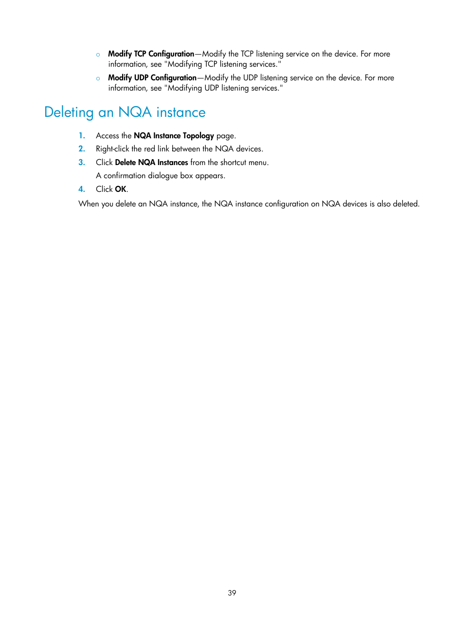 Deleting an nqa instance | H3C Technologies H3C Intelligent Management Center User Manual | Page 48 / 136