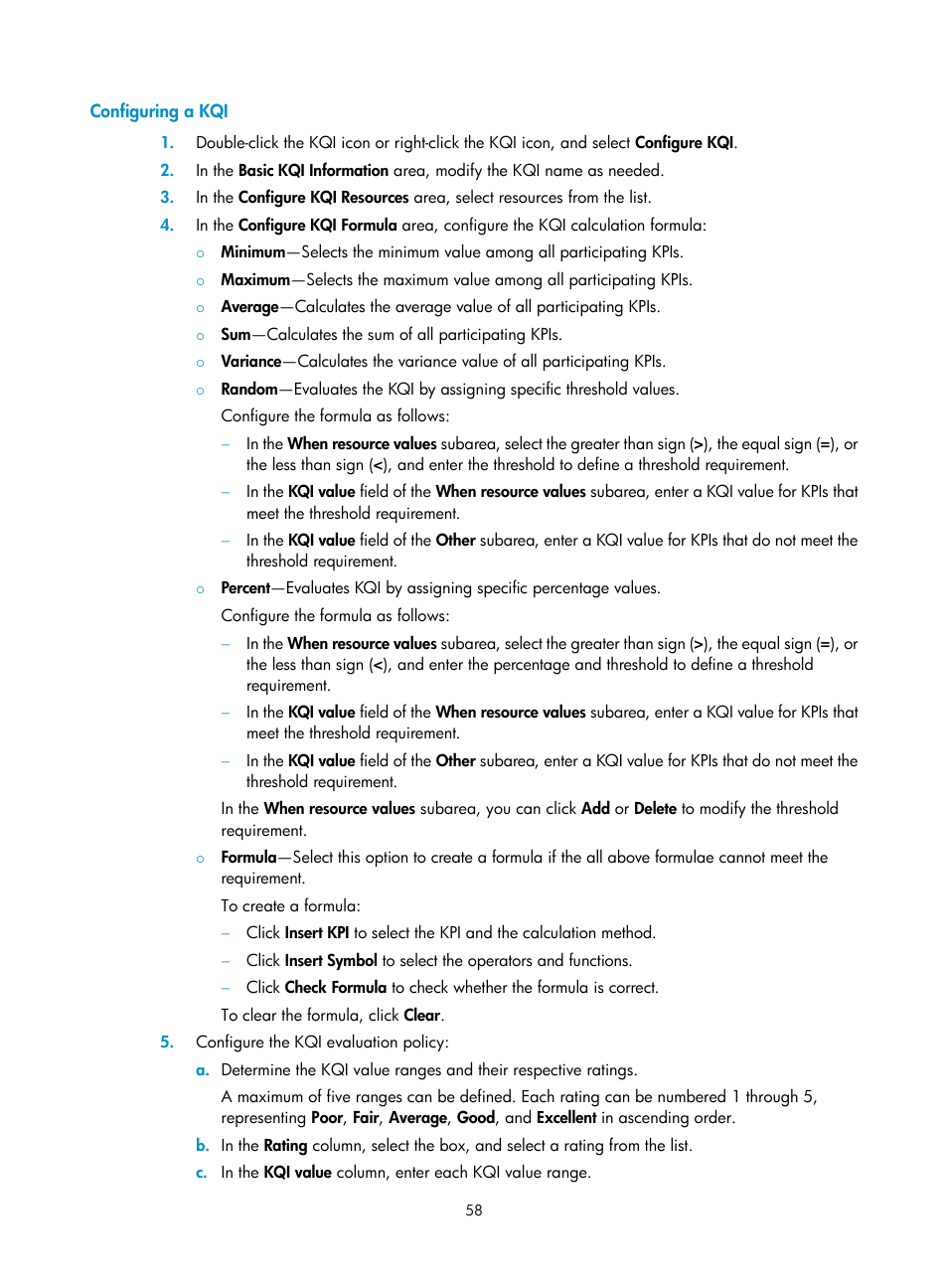 Configuring a kqi | H3C Technologies H3C Intelligent Management Center User Manual | Page 67 / 136