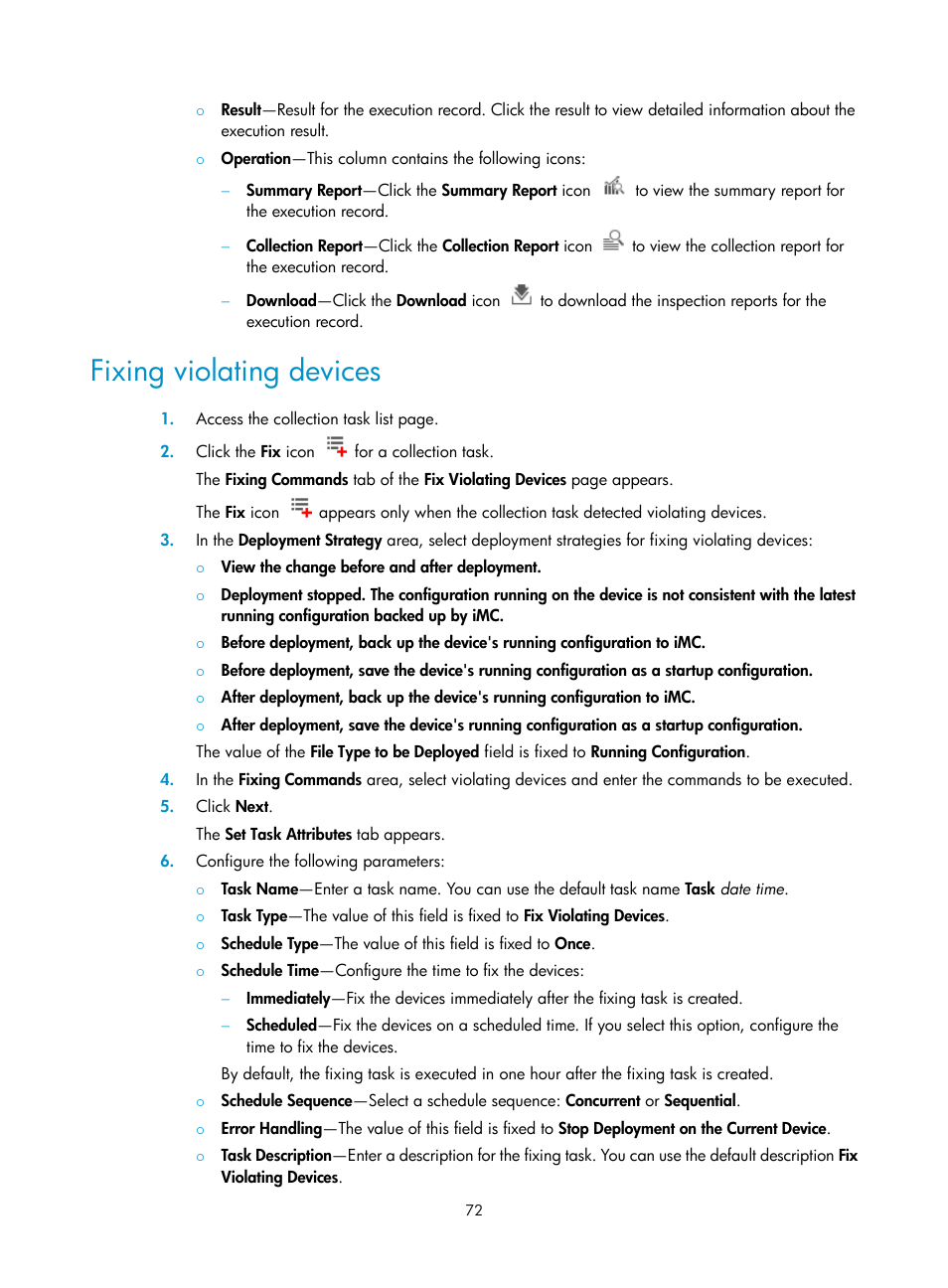 Fixing violating devices, Fixing violating, Devices | H3C Technologies H3C Intelligent Management Center User Manual | Page 81 / 136