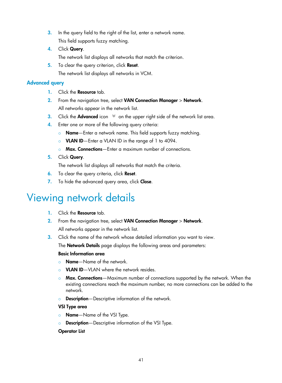 Advanced query, Viewing network details | H3C Technologies H3C Intelligent Management Center User Manual | Page 49 / 105