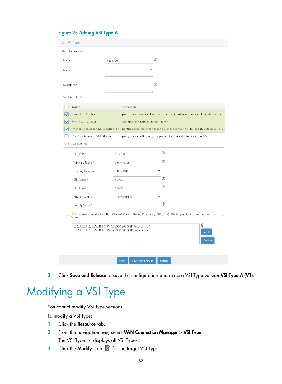 Modifying a vsi type | H3C Technologies H3C Intelligent Management Center User Manual | Page 61 / 105