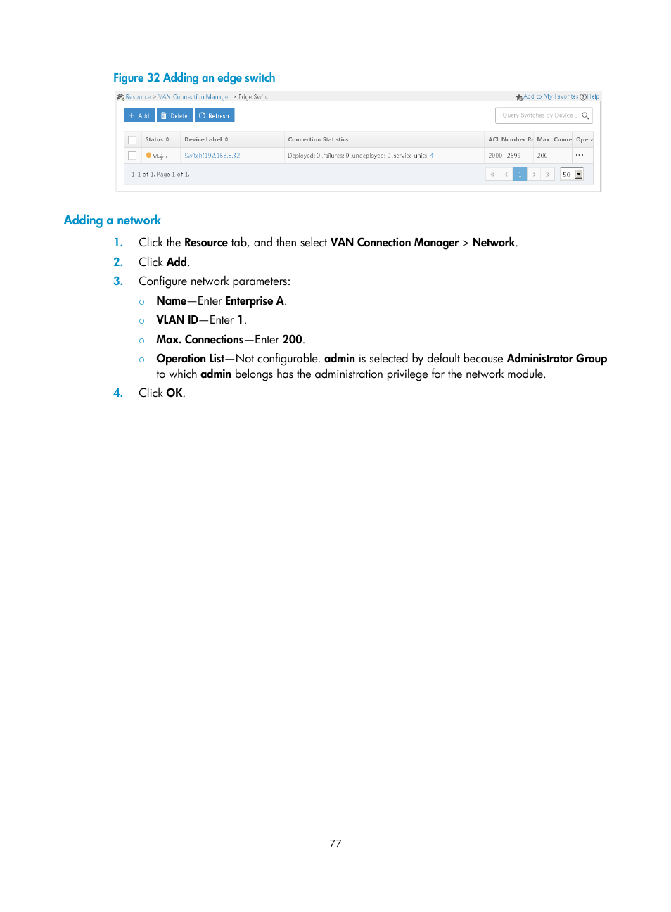 Adding a network | H3C Technologies H3C Intelligent Management Center User Manual | Page 85 / 105