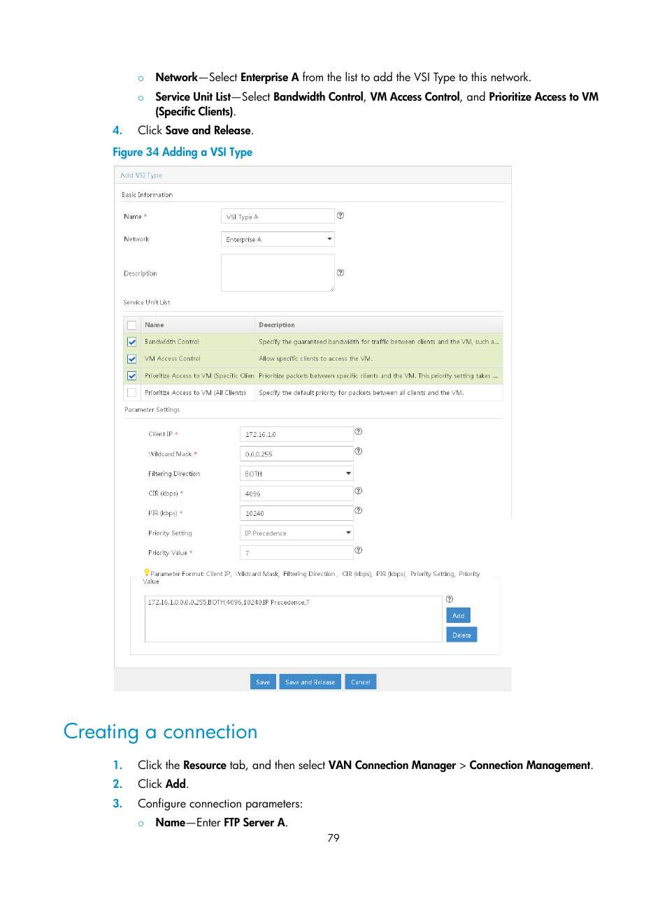 Creating a connection | H3C Technologies H3C Intelligent Management Center User Manual | Page 87 / 105