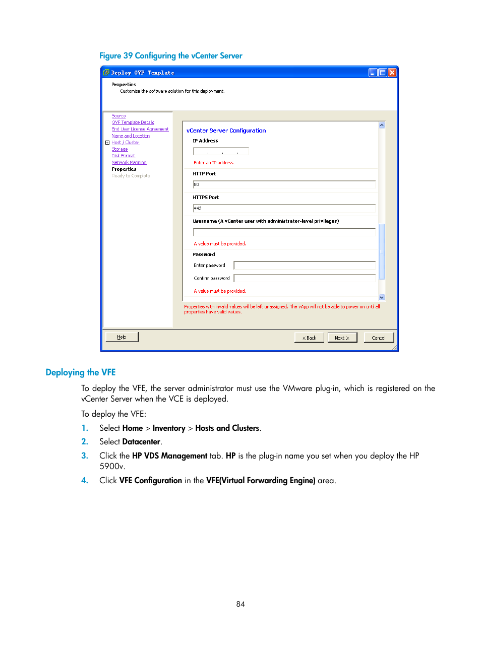 Deploying the vfe | H3C Technologies H3C Intelligent Management Center User Manual | Page 92 / 105