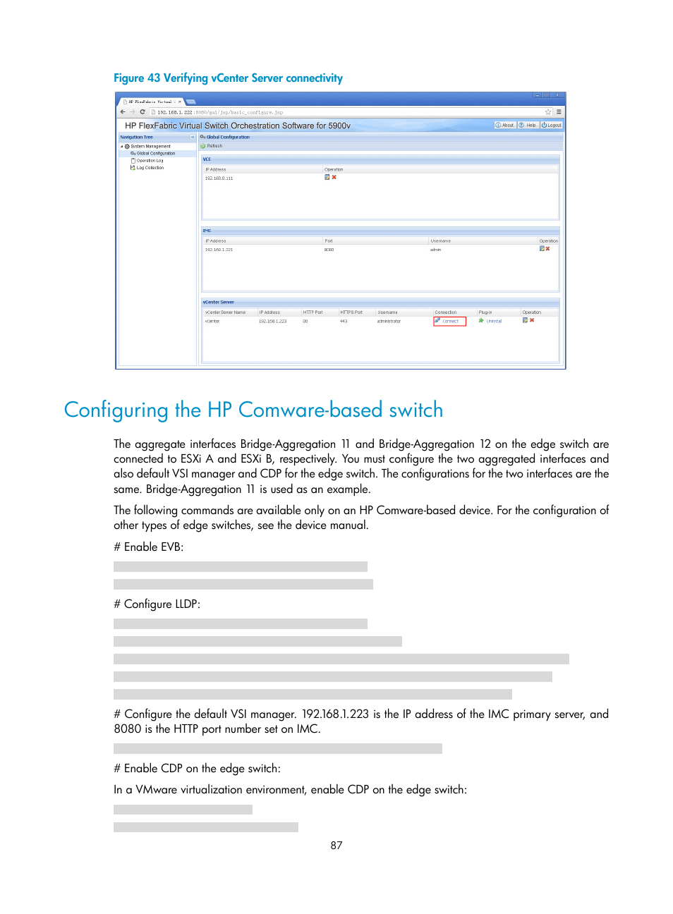 Configuring the hp comware-based switch | H3C Technologies H3C Intelligent Management Center User Manual | Page 95 / 105