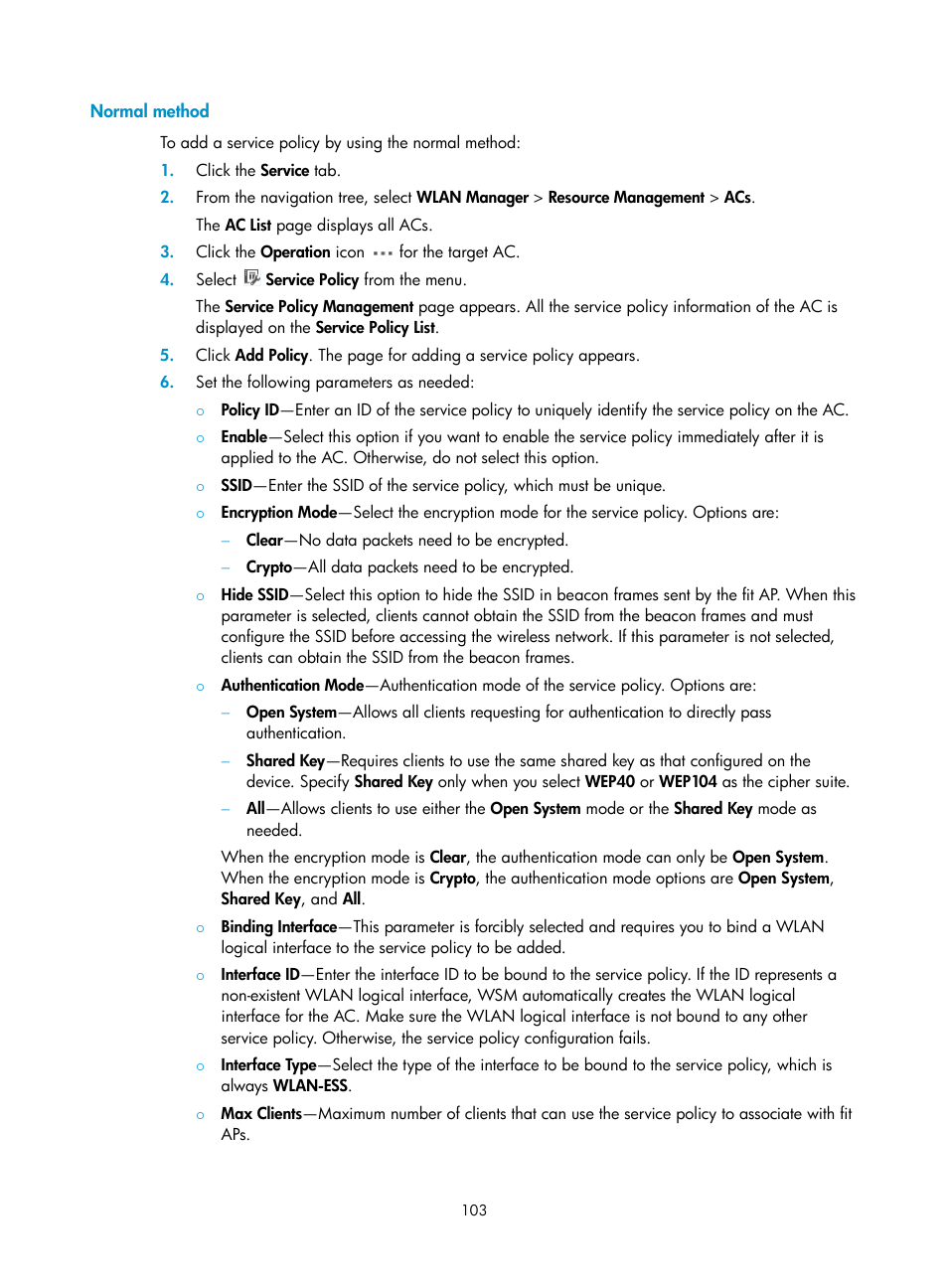 Normal method | H3C Technologies H3C Intelligent Management Center User Manual | Page 125 / 751