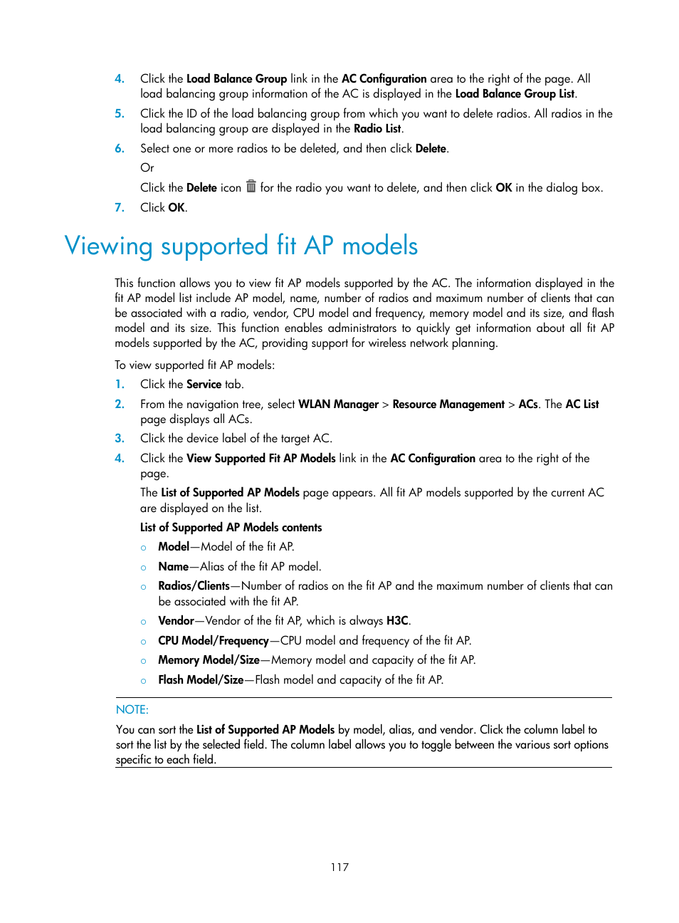 Viewing supported fit ap models | H3C Technologies H3C Intelligent Management Center User Manual | Page 139 / 751