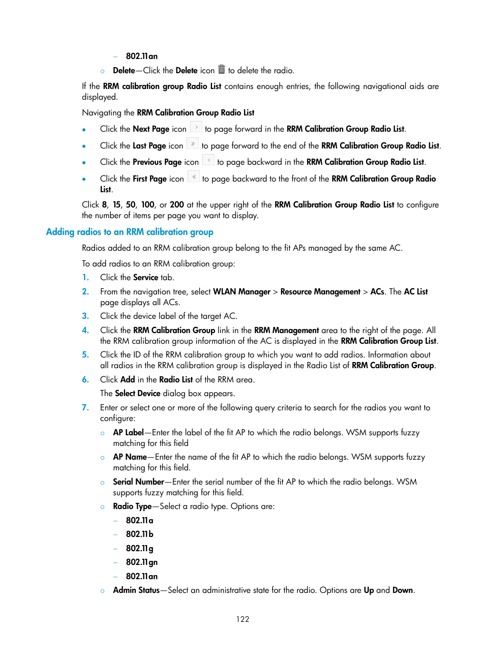 Adding radios to an rrm calibration group | H3C Technologies H3C Intelligent Management Center User Manual | Page 144 / 751