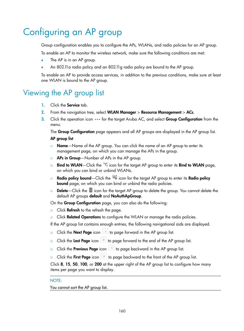 Configuring an ap group, Viewing the ap group list | H3C Technologies H3C Intelligent Management Center User Manual | Page 182 / 751