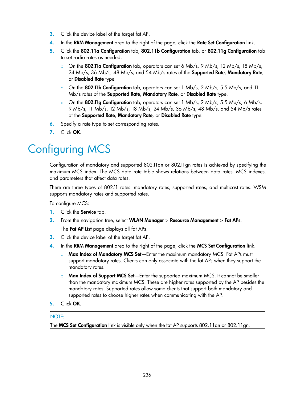 Configuring mcs | H3C Technologies H3C Intelligent Management Center User Manual | Page 258 / 751
