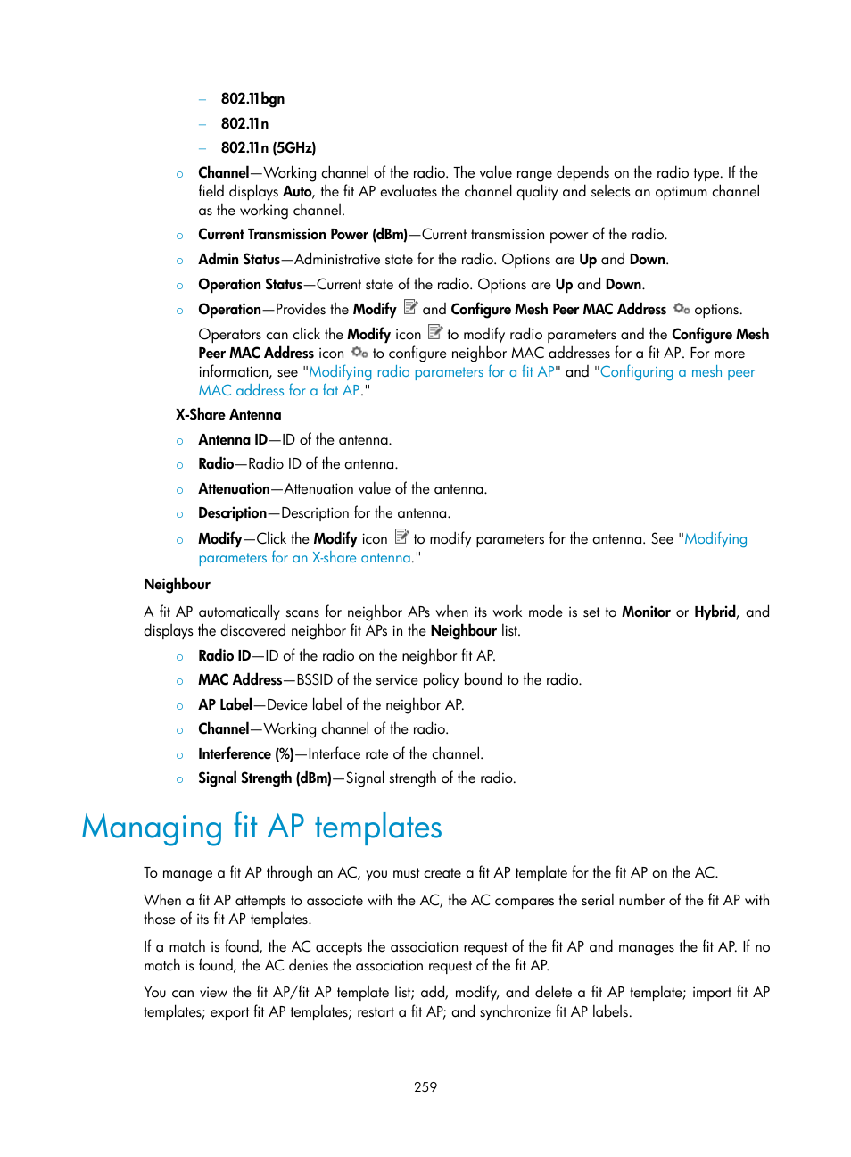 Managing fit ap templates | H3C Technologies H3C Intelligent Management Center User Manual | Page 281 / 751