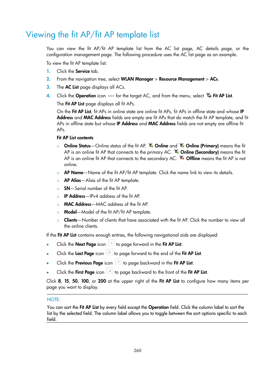 Viewing the fit ap/fit ap template list | H3C Technologies H3C Intelligent Management Center User Manual | Page 282 / 751