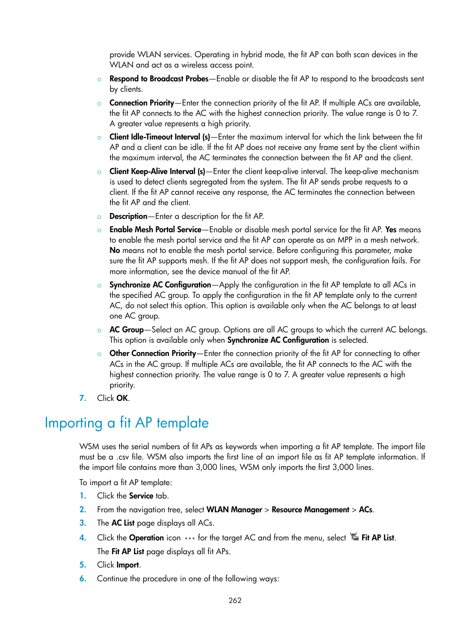 Importing a fit ap template | H3C Technologies H3C Intelligent Management Center User Manual | Page 284 / 751