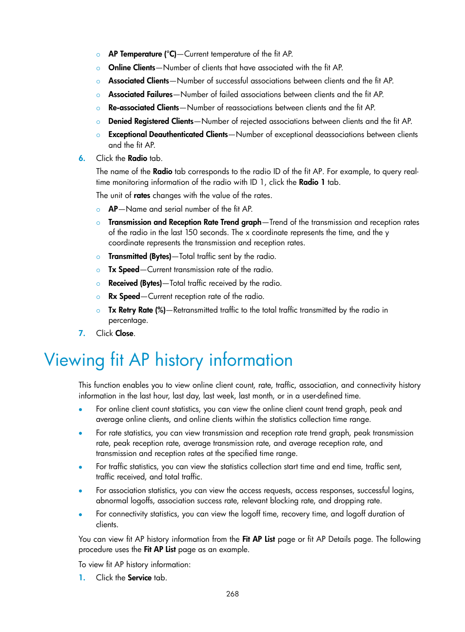 Viewing fit ap history information | H3C Technologies H3C Intelligent Management Center User Manual | Page 290 / 751