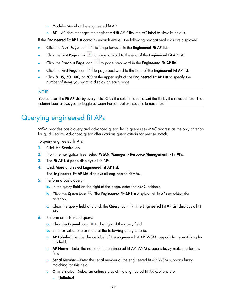 Querying engineered fit aps | H3C Technologies H3C Intelligent Management Center User Manual | Page 299 / 751