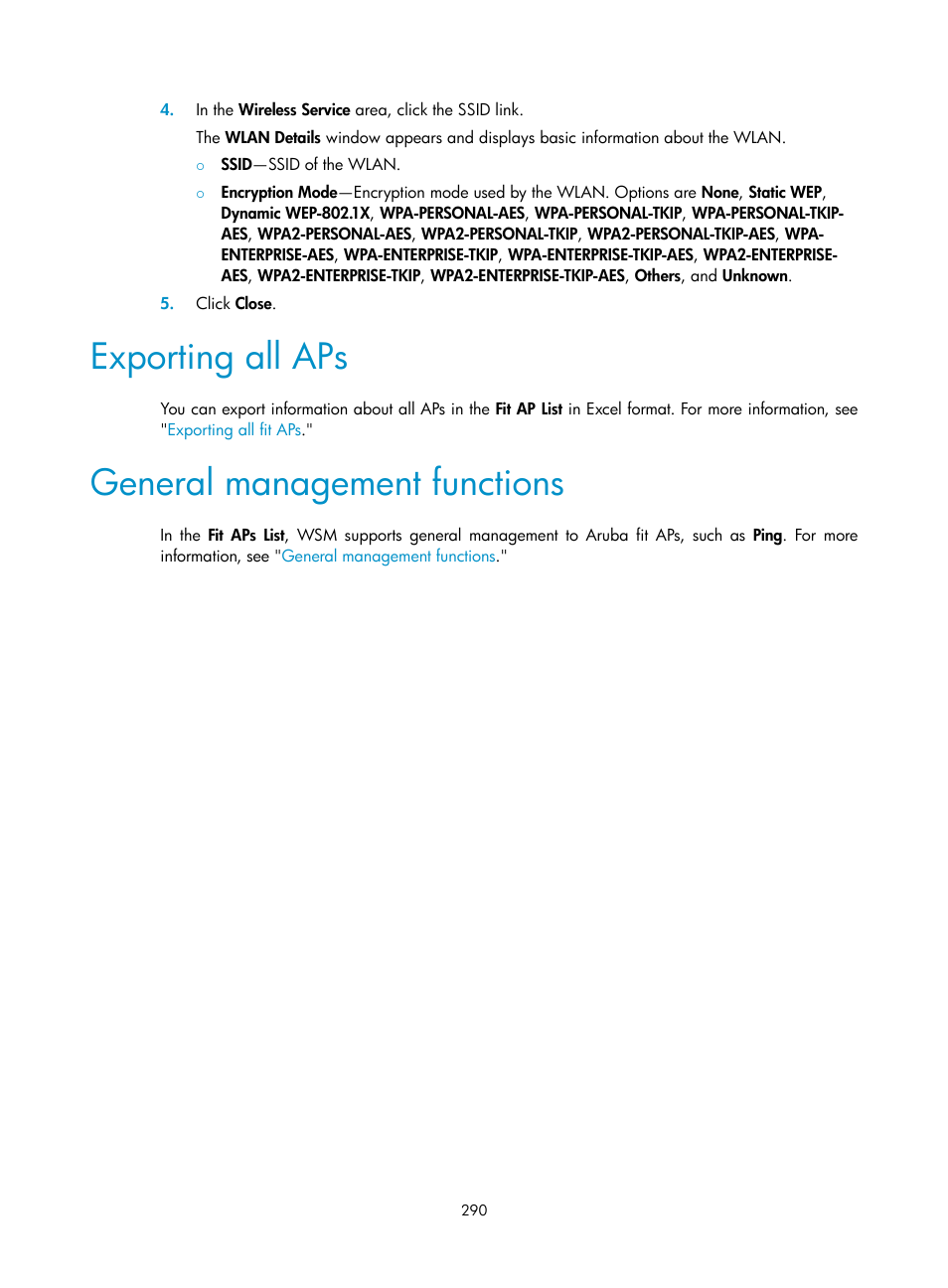 Exporting all aps, General management functions | H3C Technologies H3C Intelligent Management Center User Manual | Page 312 / 751