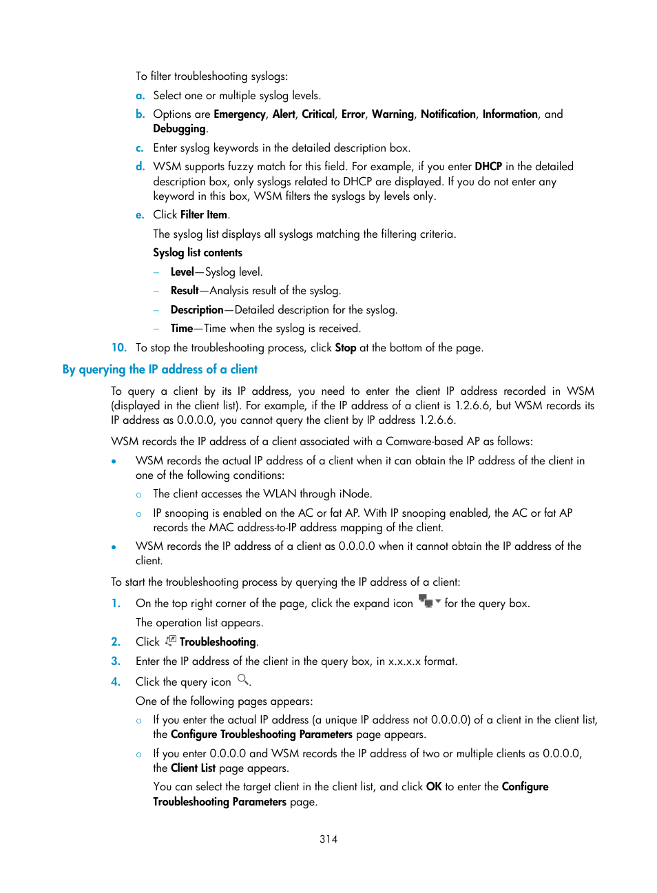 By querying the ip address of a client | H3C Technologies H3C Intelligent Management Center User Manual | Page 336 / 751