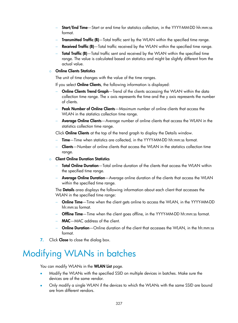 Modifying wlans in batches | H3C Technologies H3C Intelligent Management Center User Manual | Page 349 / 751