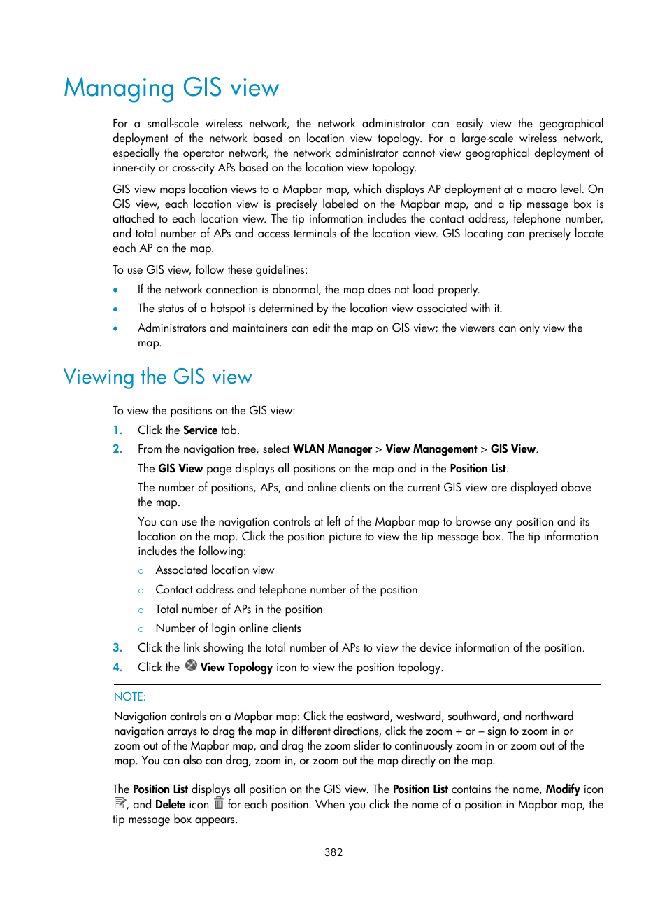 Managing gis view, Viewing the gis view | H3C Technologies H3C Intelligent Management Center User Manual | Page 404 / 751