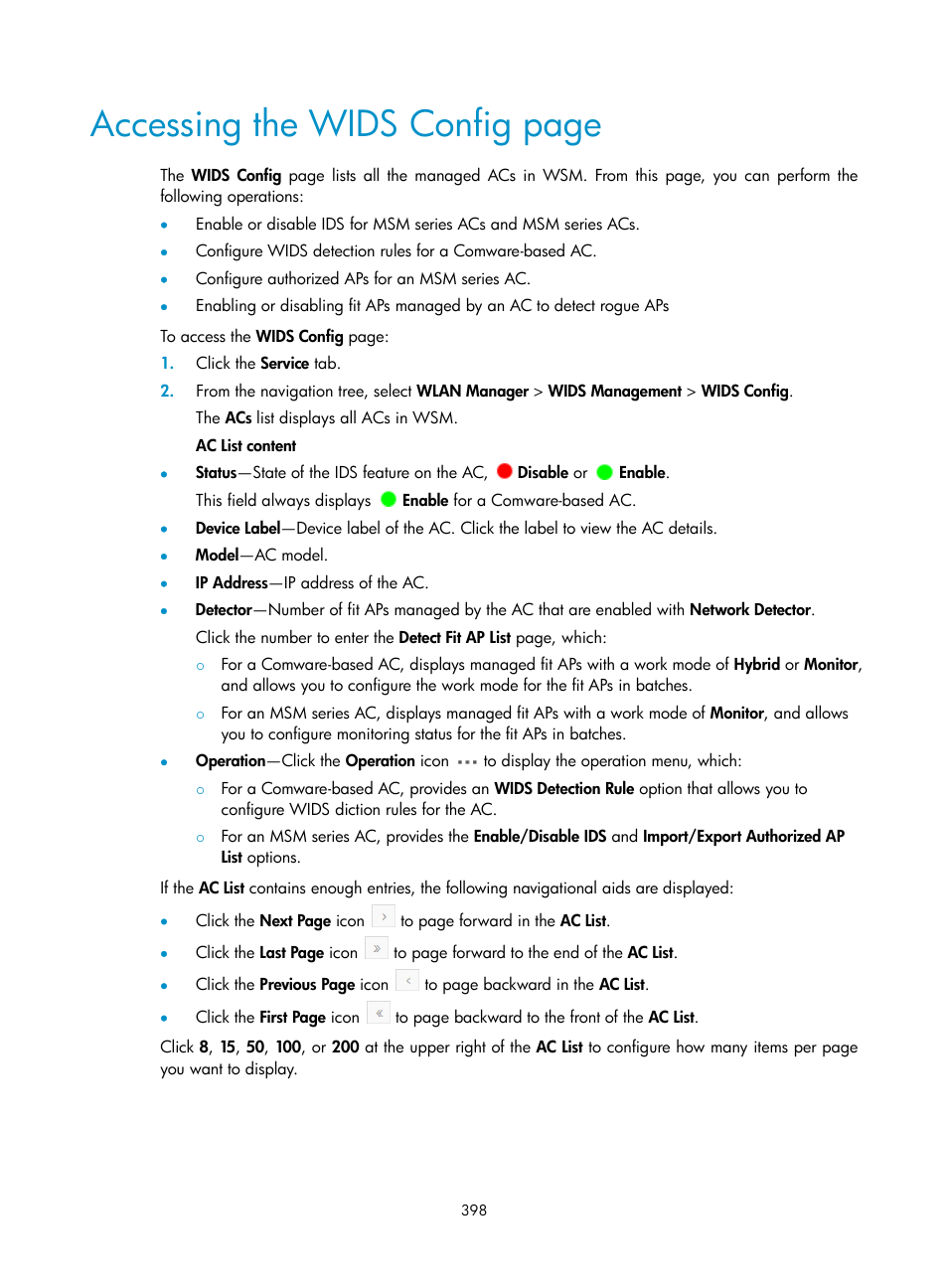 Accessing the wids config page | H3C Technologies H3C Intelligent Management Center User Manual | Page 420 / 751