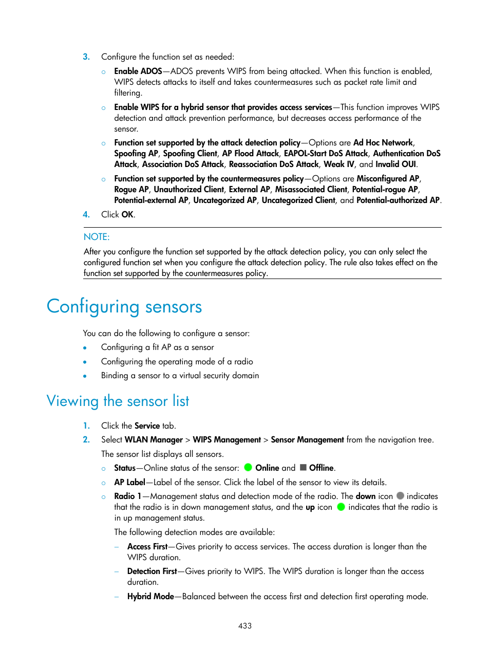 Configuring sensors, Viewing the sensor list | H3C Technologies H3C Intelligent Management Center User Manual | Page 455 / 751