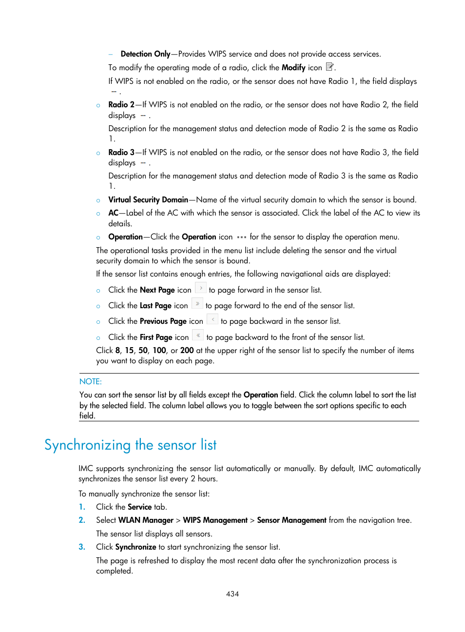 Synchronizing the sensor list | H3C Technologies H3C Intelligent Management Center User Manual | Page 456 / 751