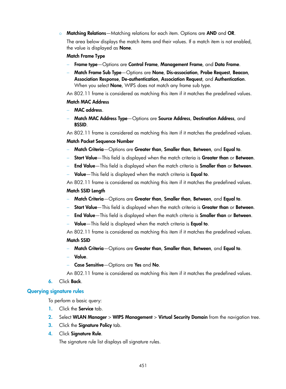 Querying signature rules | H3C Technologies H3C Intelligent Management Center User Manual | Page 473 / 751