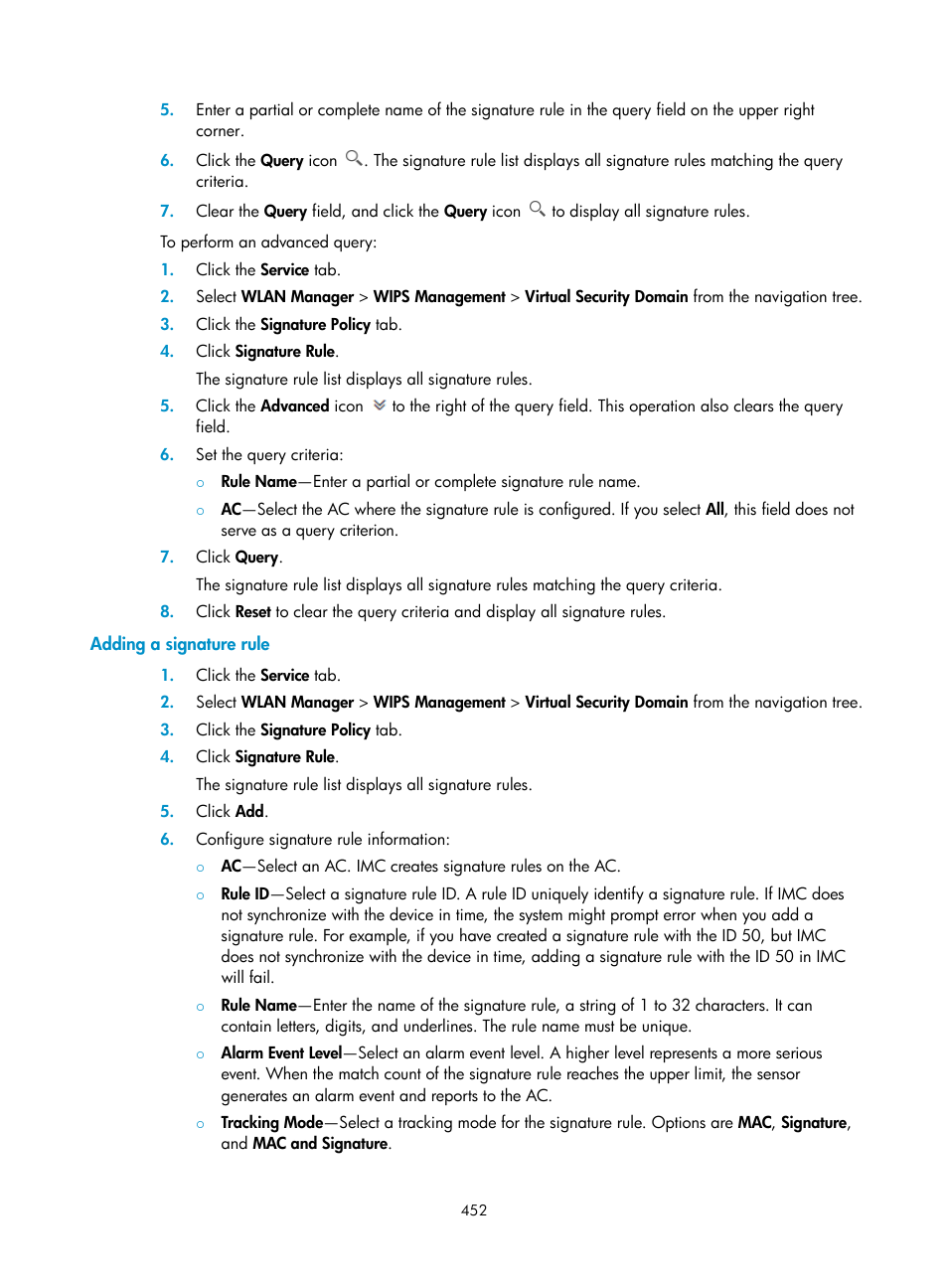 Adding a signature rule | H3C Technologies H3C Intelligent Management Center User Manual | Page 474 / 751