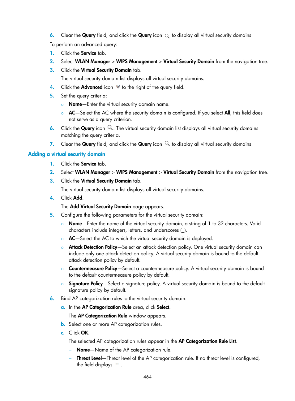 Adding a virtual security domain | H3C Technologies H3C Intelligent Management Center User Manual | Page 486 / 751