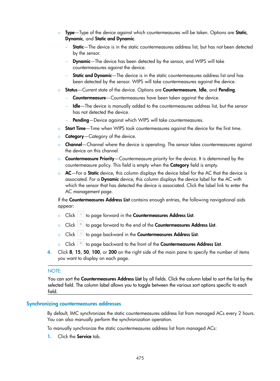 Synchronizing countermeasures addresses | H3C Technologies H3C Intelligent Management Center User Manual | Page 497 / 751