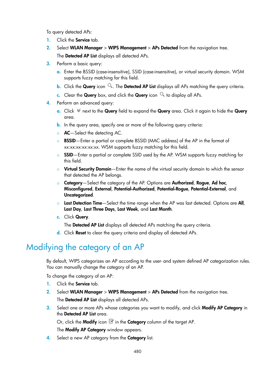 Modifying the category of an ap | H3C Technologies H3C Intelligent Management Center User Manual | Page 502 / 751