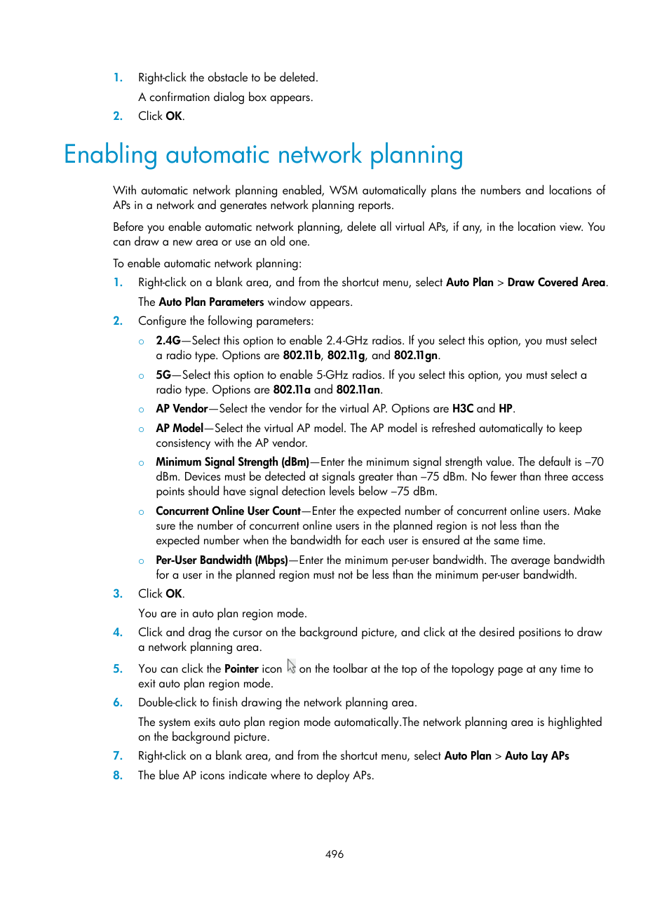 Enabling automatic network planning | H3C Technologies H3C Intelligent Management Center User Manual | Page 518 / 751