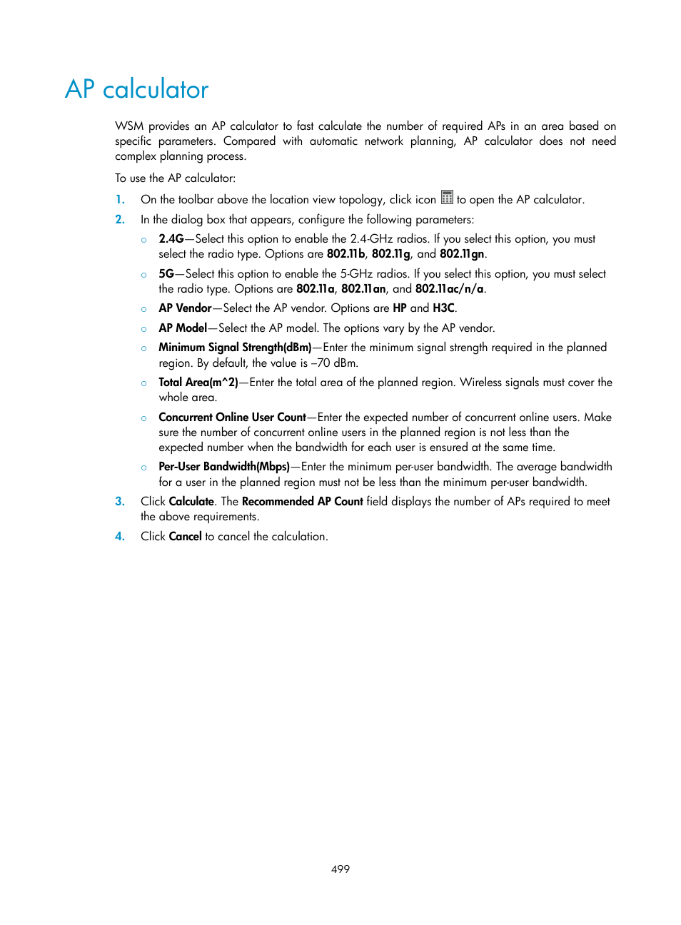 Ap calculator | H3C Technologies H3C Intelligent Management Center User Manual | Page 521 / 751