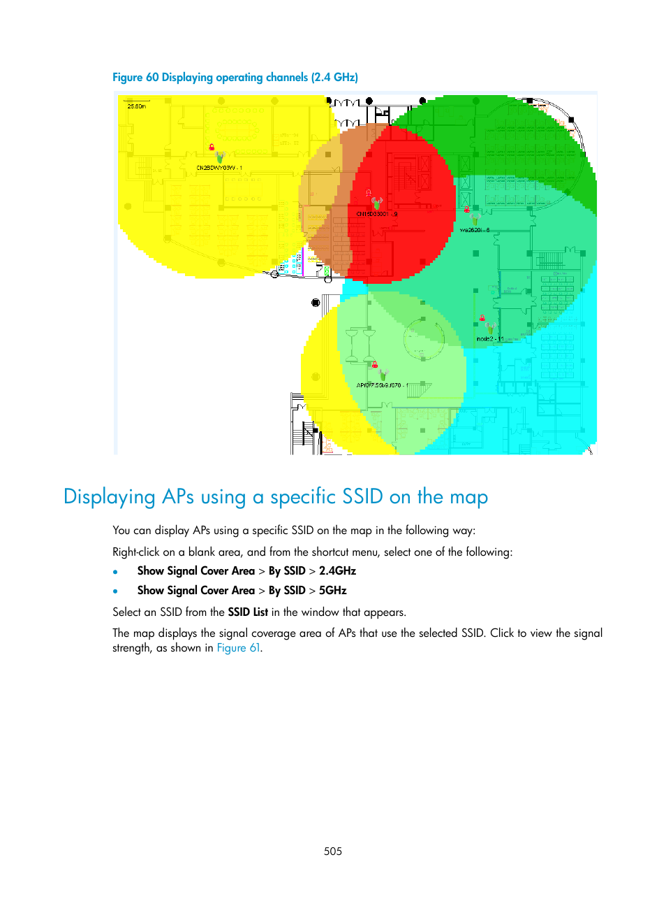 Displaying aps using a specific ssid on the map | H3C Technologies H3C Intelligent Management Center User Manual | Page 527 / 751