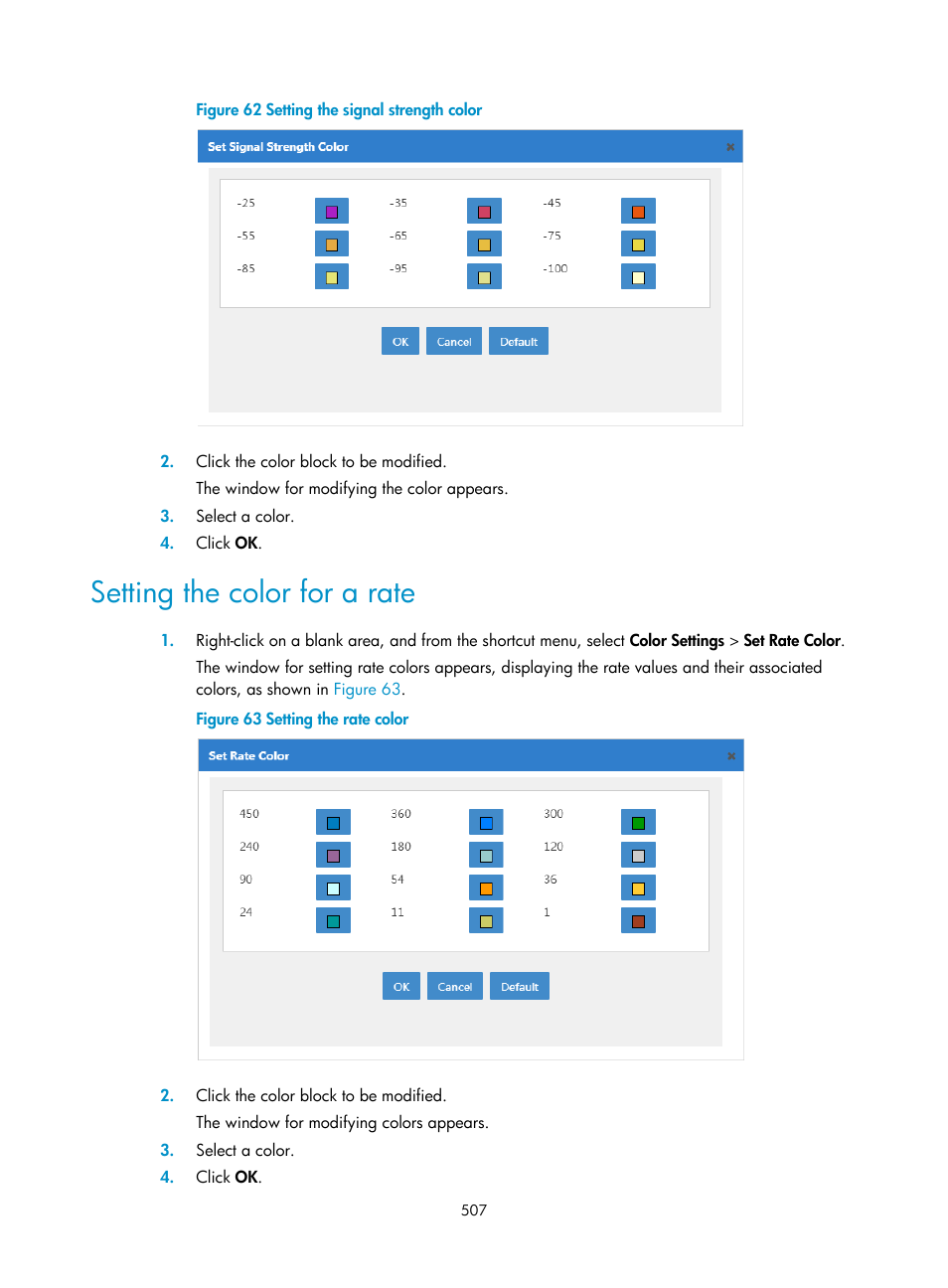 Setting the color for a rate | H3C Technologies H3C Intelligent Management Center User Manual | Page 529 / 751